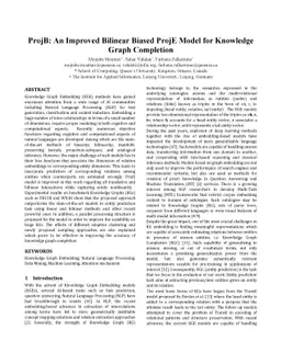 ProjB: An Improved Bilinear Biased ProjE model for Knowledge Graph
  Completion