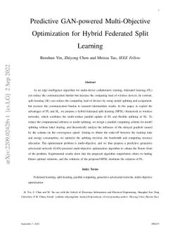 Predictive GAN-powered Multi-Objective Optimization for Hybrid Federated
  Split Learning