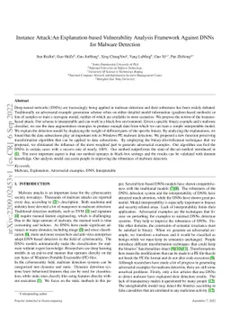 Instance Attack:An Explanation-based Vulnerability Analysis Framework
  Against DNNs for Malware Detection