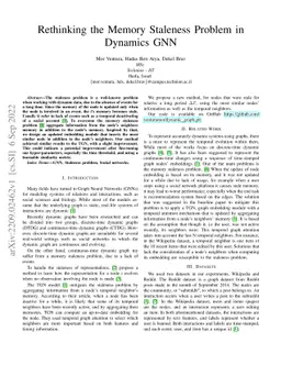 Rethinking The Memory Staleness Problem In Dynamics GNN