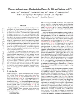 Mimose: An Input-Aware Checkpointing Planner for Efficient Training on
  GPU