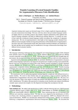 Transfer Learning of Lexical Semantic Families for Argumentative
  Discourse Units Identification