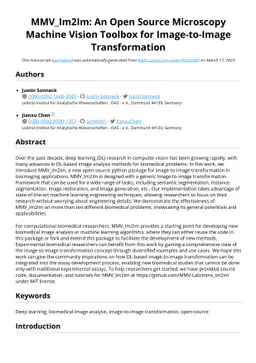 MMV_Im2Im: An Open Source Microscopy Machine Vision Toolbox for
  Image-to-Image Transformation