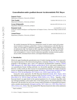 Generalisation under gradient descent via deterministic PAC-Bayes