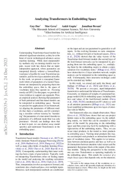 Analyzing Transformers in Embedding Space