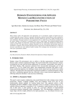 Domain Engineering for Applied Monocular Reconstruction of Parametric
  Faces