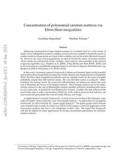 Concentration of polynomial random matrices via Efron-Stein inequalities