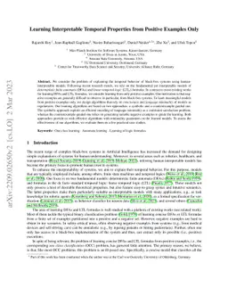 Learning Interpretable Temporal Properties from Positive Examples Only