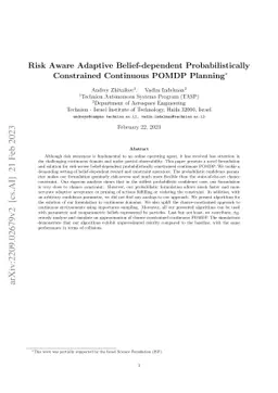 Risk Aware Adaptive Belief-dependent Probabilistically Constrained
  Continuous POMDP Planning