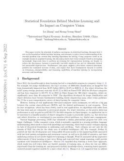 Statistical Foundation Behind Machine Learning and Its Impact on
  Computer Vision