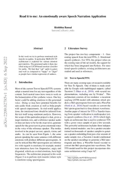 Read it to me: An emotionally aware Speech Narration Application
