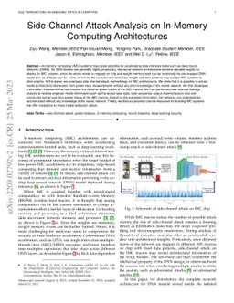 Side-channel attack analysis on in-memory computing architectures
