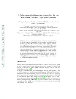 A Subexponential Quantum Algorithm for the Semidirect Discrete Logarithm
  Problem