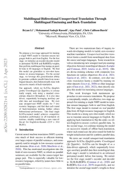 Multilingual Bidirectional Unsupervised Translation Through Multilingual
  Finetuning and Back-Translation