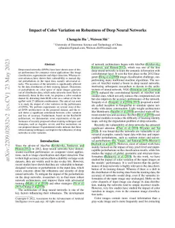 Impact of Colour Variation on Robustness of Deep Neural Networks