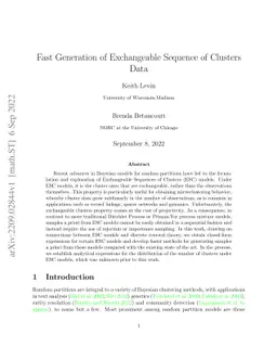 Fast Generation of Exchangeable Sequence of Clusters Data