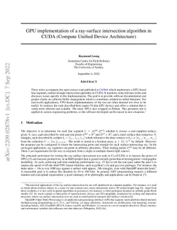 GPU implementation of a ray-surface intersection algorithm in CUDA
  (Compute Unified Device Architecture)