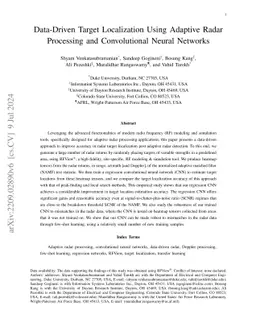 Data-Driven Target Localization Using Adaptive Radar Processing and
  Convolutional Neural Networks