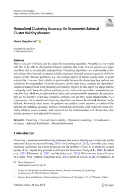 Normalised clustering accuracy: An asymmetric external cluster validity measure