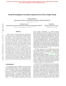 Facial De-morphing: Extracting Component Faces from a Single Morph