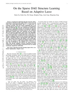 On the Sparse DAG Structure Learning Based on Adaptive Lasso