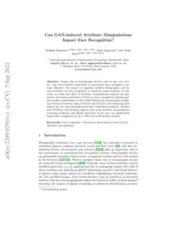 Can GAN-induced Attribute Manipulations Impact Face Recognition?
