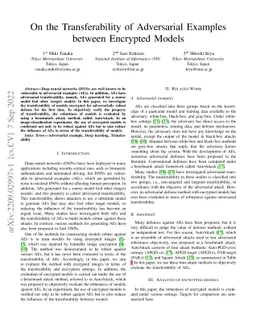 On the Transferability of Adversarial Examples between Encrypted Models