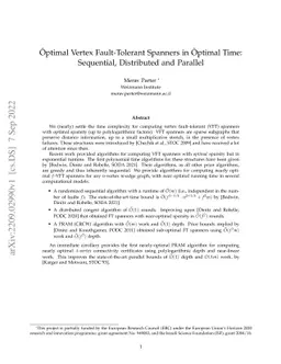 Õptimal Vertex Fault-Tolerant Spanners in Õptimal Time:
  Sequential, Distributed and Parallel