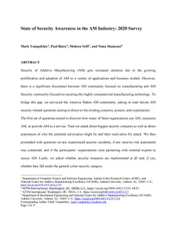 State of Security Awareness in the AM Industry: 2020 Survey