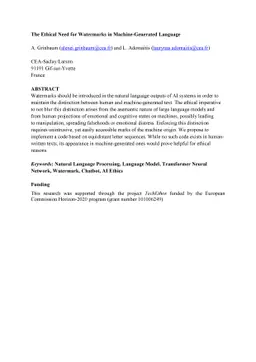 The Ethical Need for Watermarks in Machine-Generated Language