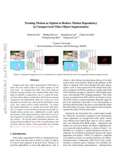 Treating Motion as Option to Reduce Motion Dependency in Unsupervised
  Video Object Segmentation