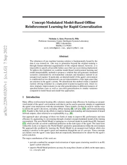 Concept-modulated model-based offline reinforcement learning for rapid
  generalization
