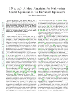 $1D$ to $nD$: A Meta Algorithm for Multivariate Global Optimization via
  Univariate Optimizers