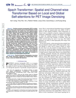 Spach Transformer: Spatial and Channel-wise Transformer Based on Local
  and Global Self-attentions for PET Image Denoising