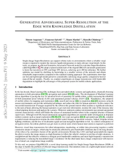 Generative Adversarial Super-Resolution at the Edge with Knowledge
  Distillation