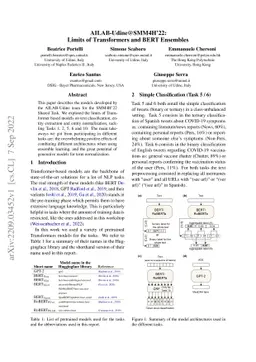 AILAB-Udine@SMM4H 22: Limits of Transformers and BERT Ensembles