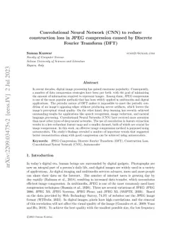 Convolutional Neural Network (CNN) to reduce construction loss in JPEG
  compression caused by Discrete Fourier Transform (DFT)
