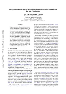 Entity-based SpanCopy for Abstractive Summarization to Improve the
  Factual Consistency