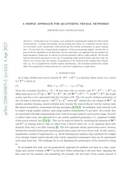 A simple approach for quantizing neural networks