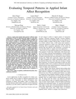 Evaluating Temporal Patterns in Applied Infant Affect Recognition