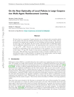 On the Near-Optimality of Local Policies in Large Cooperative
  Multi-Agent Reinforcement Learning