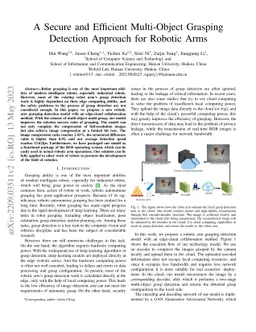 A Secure and Efficient Multi-Object Grasping Detection Approach for
  Robotic Arms