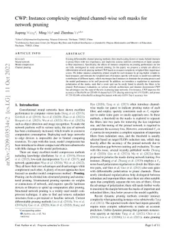 CWP: Instance complexity weighted channel-wise soft masks for network
  pruning