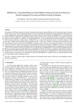 MalDetConv: Automated Behaviour-based Malware Detection Framework Based
  on Natural Language Processing and Deep Learning Techniques