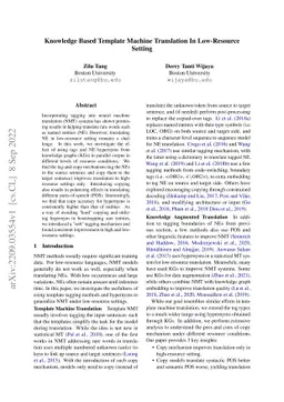 Knowledge Based Template Machine Translation In Low-Resource Setting