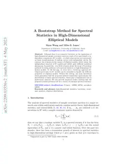 A Bootstrap Method for Spectral Statistics in High-Dimensional
  Elliptical Models