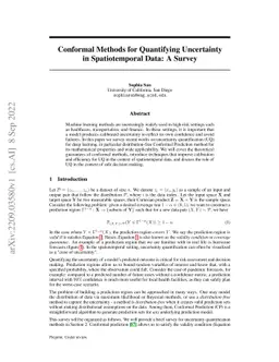 Conformal Methods for Quantifying Uncertainty in Spatiotemporal Data: A
  Survey