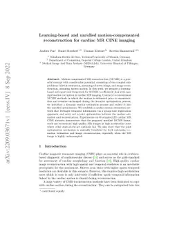 Learning-based and unrolled motion-compensated reconstruction for
  cardiac MR CINE imaging