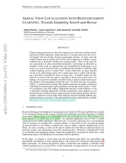 Aerial View Localization with Reinforcement Learning: Towards Emulating
  Search-and-Rescue