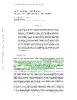 Lightweight Long-Range Generative Adversarial Networks